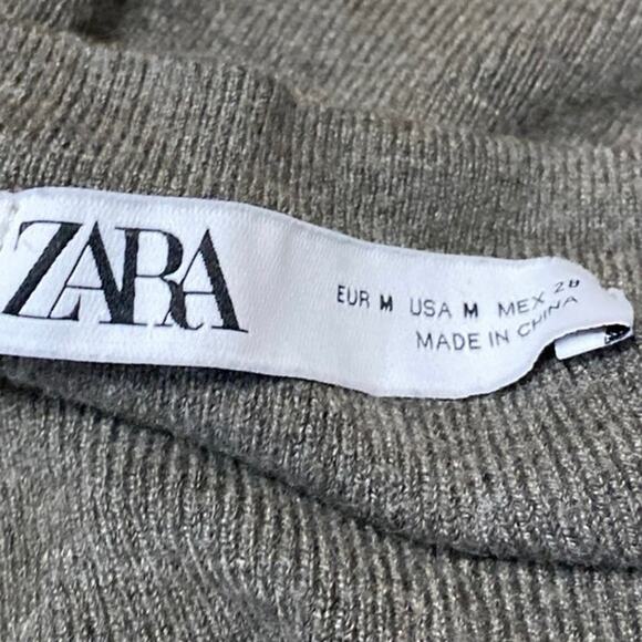 Zara Women's Gray Long Sleeve Knit Button Down Cardigan Sweater Top Size M - Picture 3 of 3
